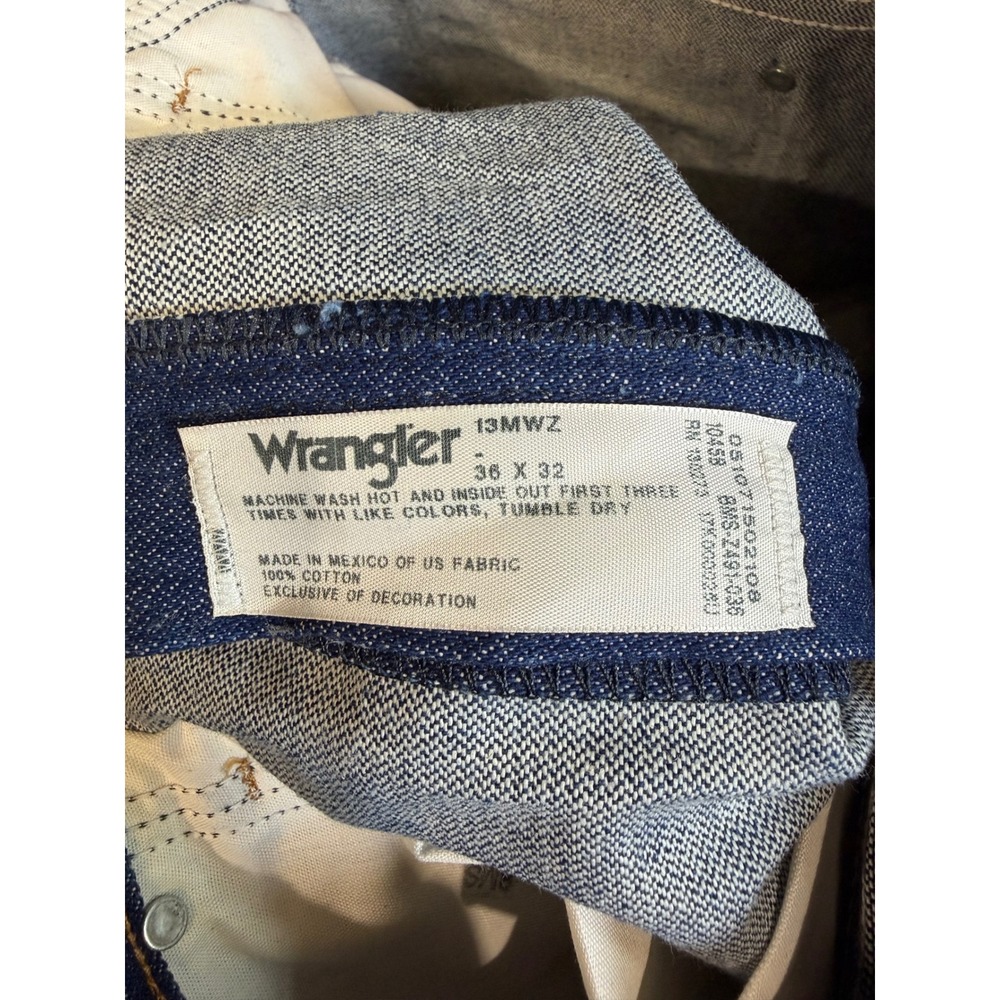 Wrangler 13MWZ Cowboy Cut Original Fit Jeans Indigo Blue Mens 36x32 - Picture 4 of 7